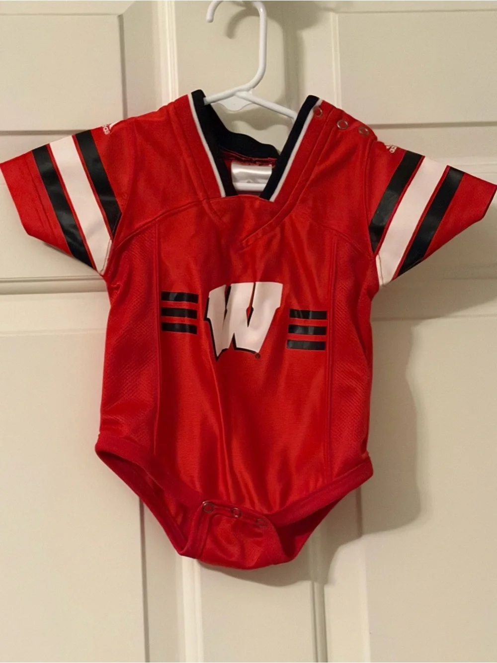 adidas Red and Black Kids Wisconsin Football Jersey & Pants Set